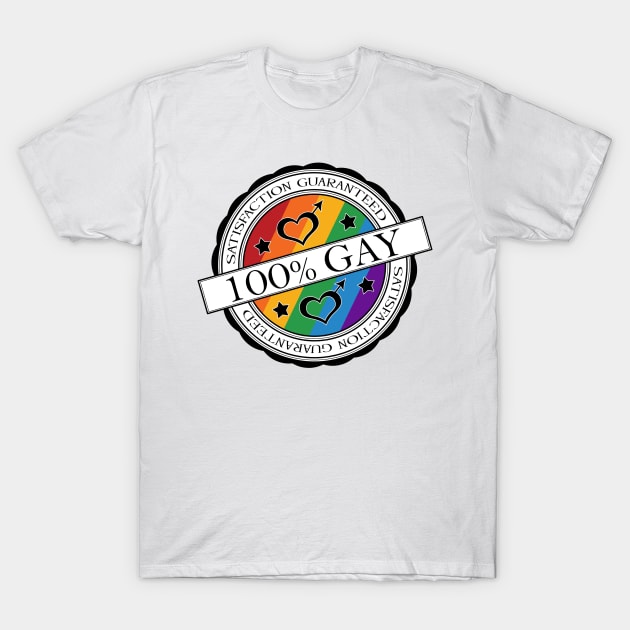 100% Satisfaction Guaranteed Gay Pride Rainbow Stamp of Approval T-Shirt by LiveLoudGraphics